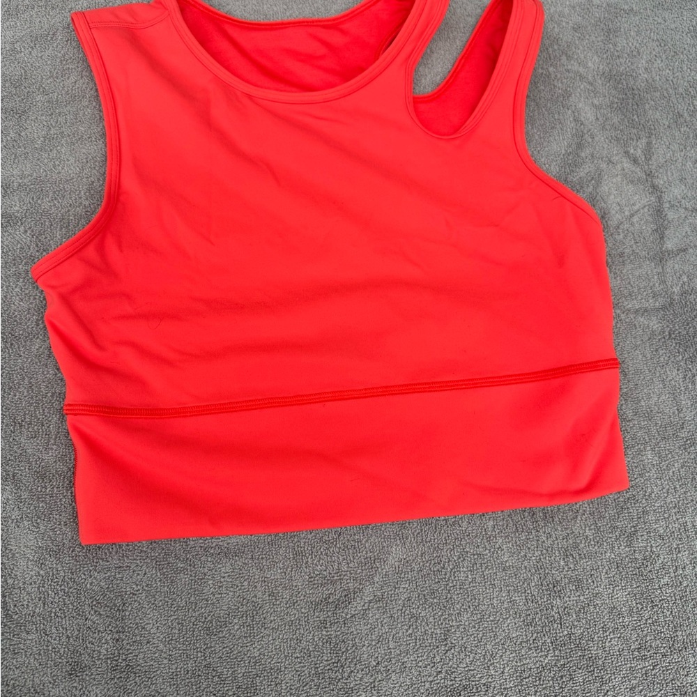 lululemon athletica Bright Red Asymmetric Strap Crop Top